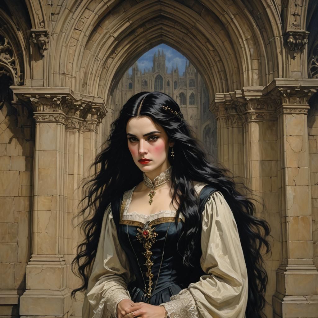 Mina Murray on Cathedral as Oil Painting