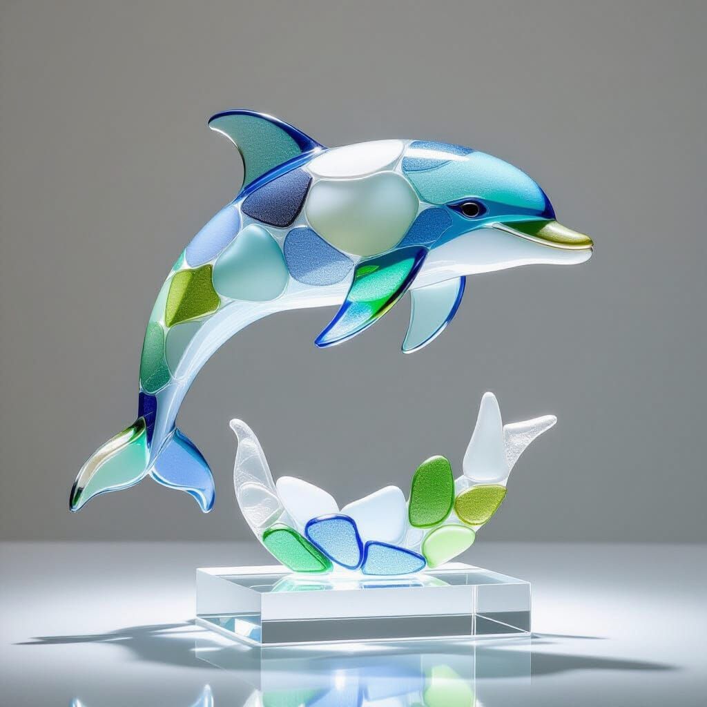 Sea Glass Dolphin Sculpture Captures Light