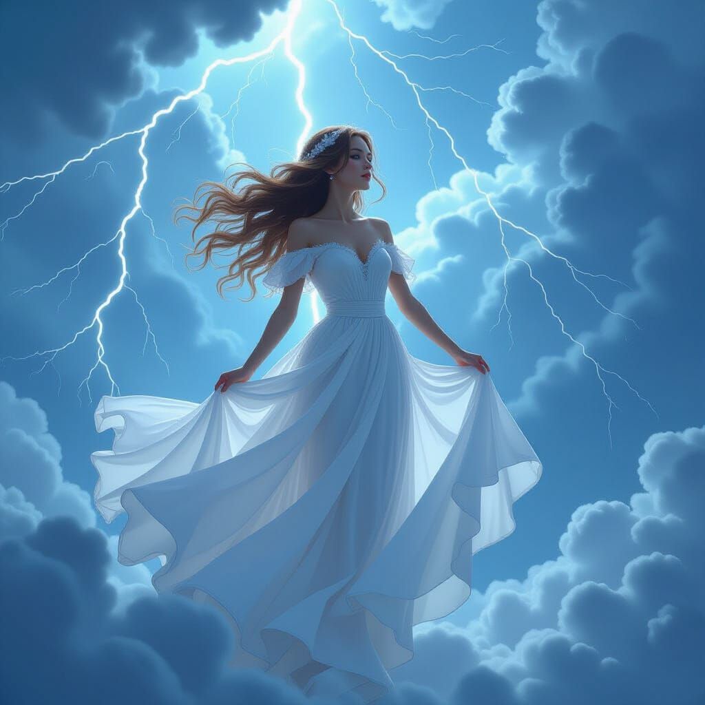 Fairy Orchestrates Weather Amidst Thunder Clouds