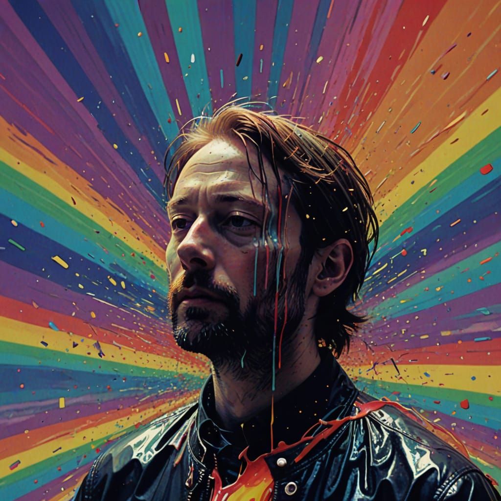 Surreal VHS Tape Dreams of Radiohead in a Kaleidoscopic Rain...