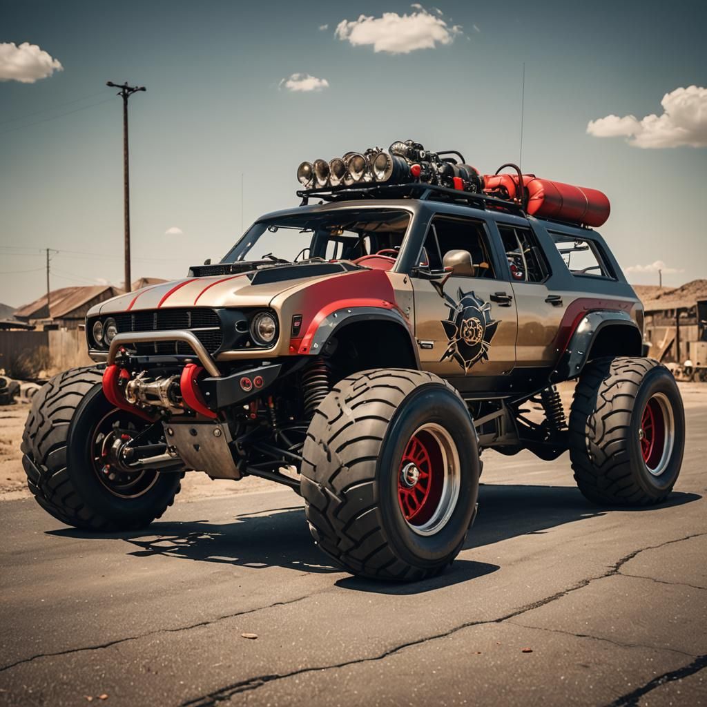 Mecha Rat Rod Wagon with Visible Engine