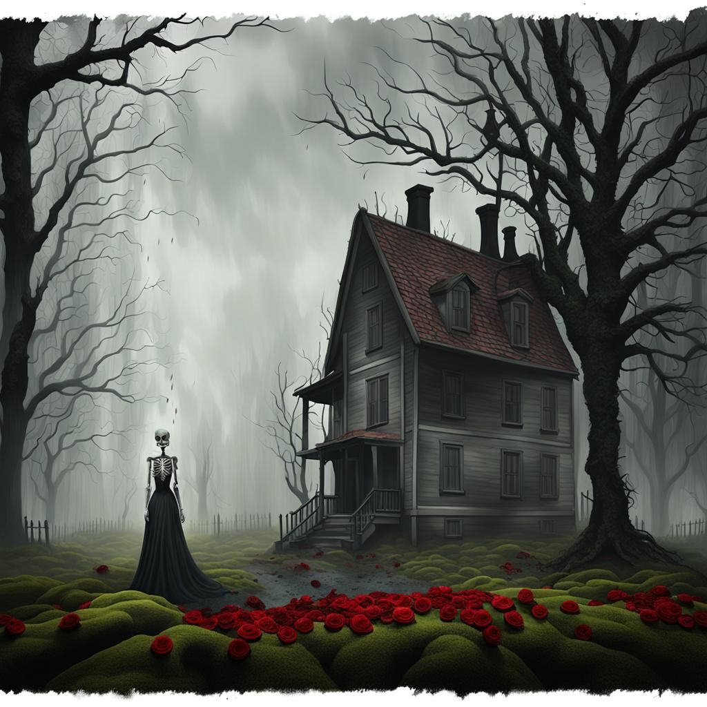 Melancholy Scene with Ghosts and Lady in Black