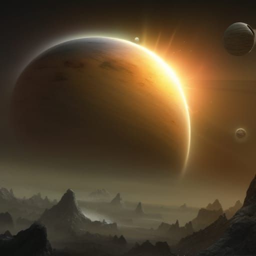 Planets in Detailed Matte Painting Style
