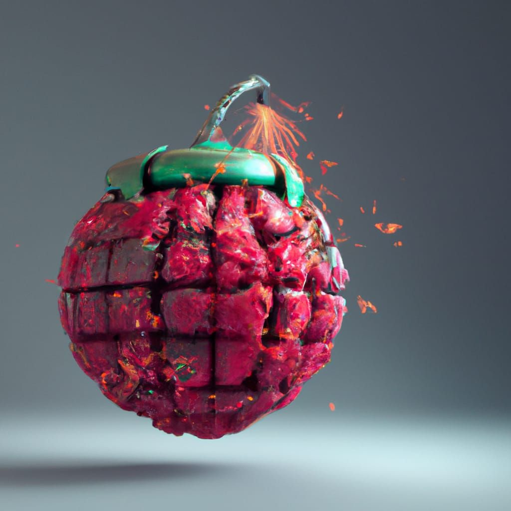 Exploding Strawberry Grenade in Cel-Shaded 3D