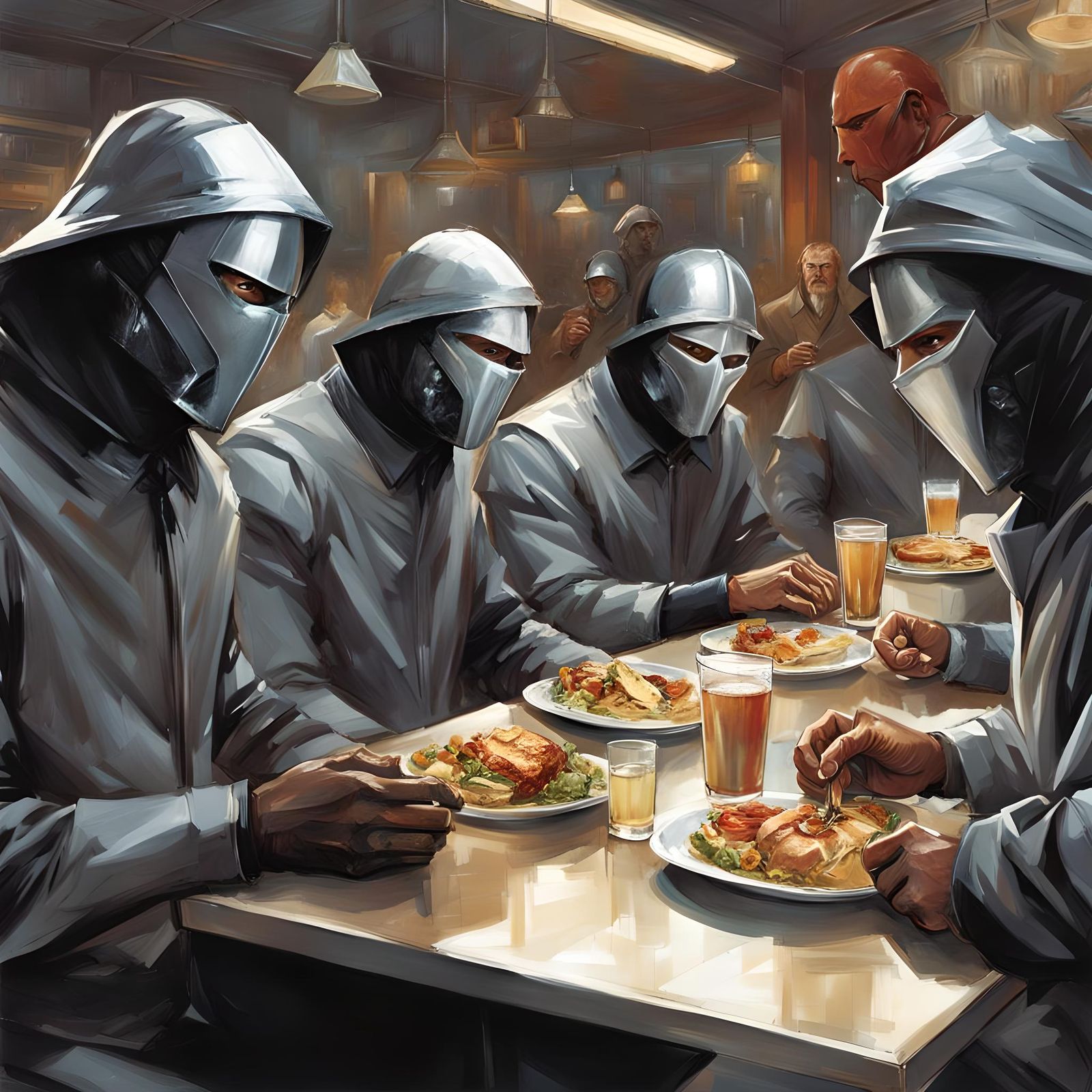 Henchmen Cafeteria Break: Digital Illustration