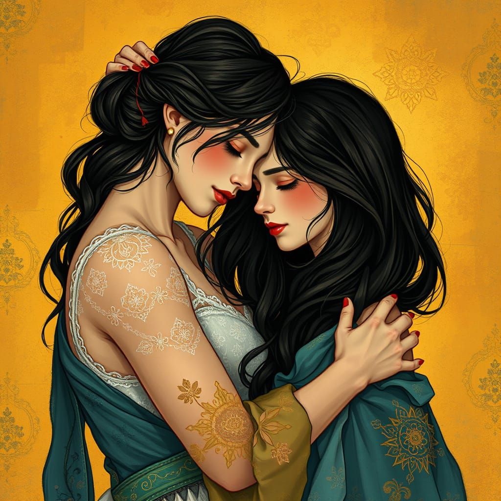 Tender Embrace in Impressionist Style