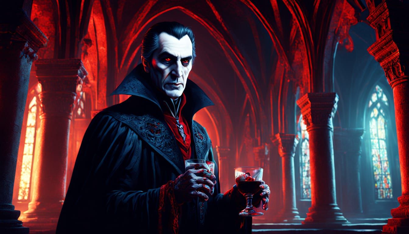 Dracula Drinks Blood in Transylvanian Castle