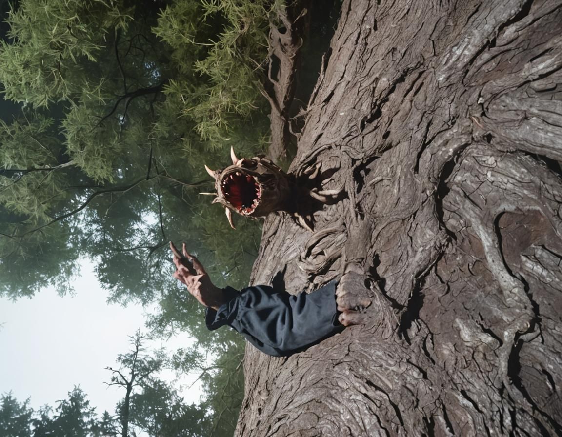 Eerie Cryptid in Dark Forest Inspired by Found Footage