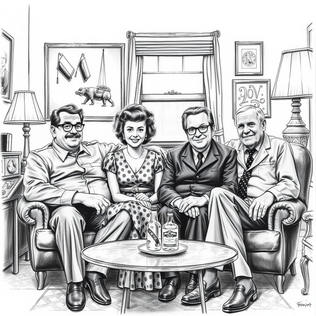 The Honeymooners in Charcoal Drawing Style