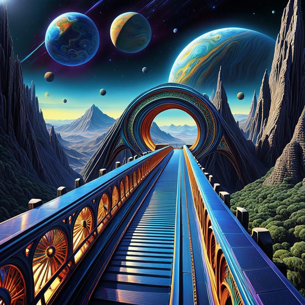 Cosmic Bridge Connecting Two Planets in a Mystical Astral La...