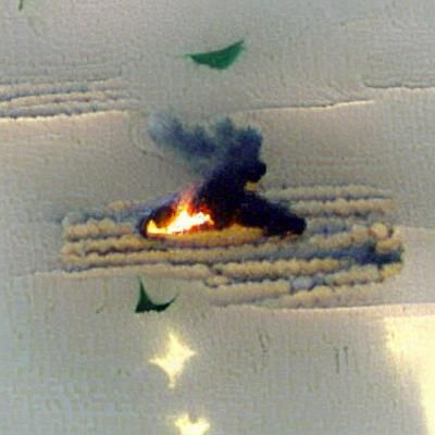 Military Aircraft Engulfed in Flames