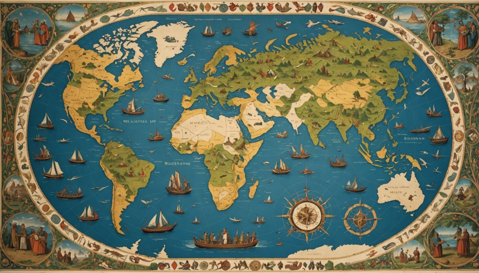 Detailed Vintage Map of Human Migration