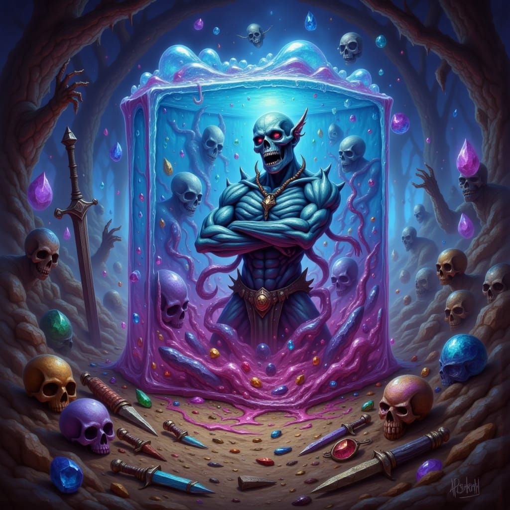 Irritated Undead Trapped in Ooze Cube RPG Art