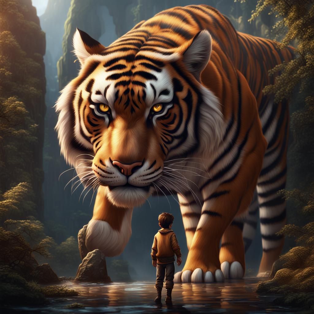 Boy and Tiger Fantasy Concept Art