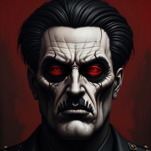 Ominous Dictator Portrait in Dark Surrealist Style