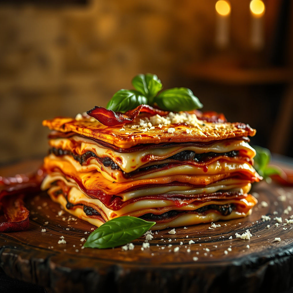Majestic Four Cheese Lasagna with Bacon