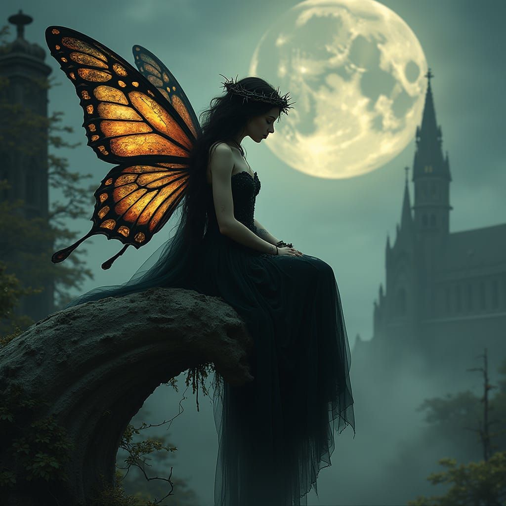 Gothic Fairy with Stained Glass Wings