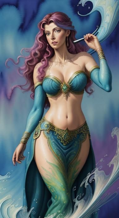 Kim Possible as Genie in Ethereal Gouache Style