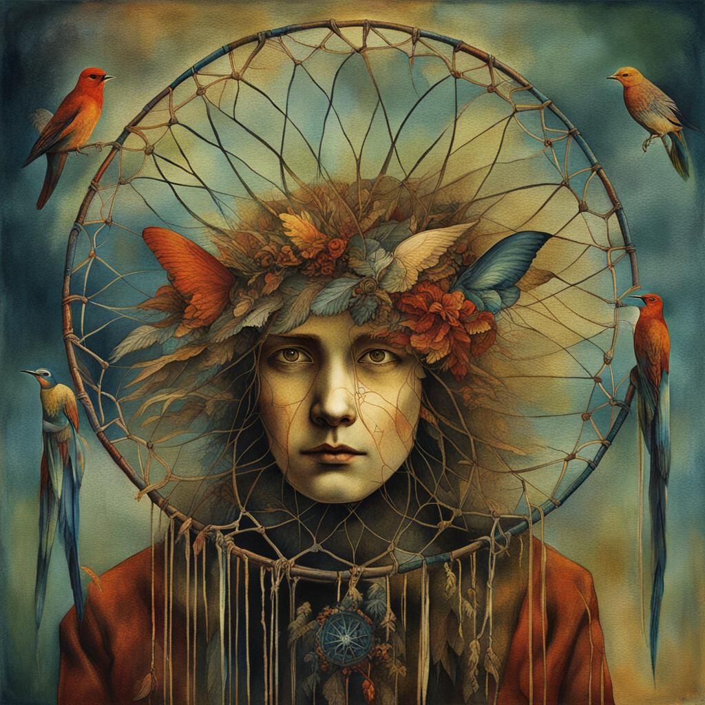 An angel.caught in a dream catcher  Je me souviens des mouvements hésitants de mes rêves/hold tight,professional photogr...