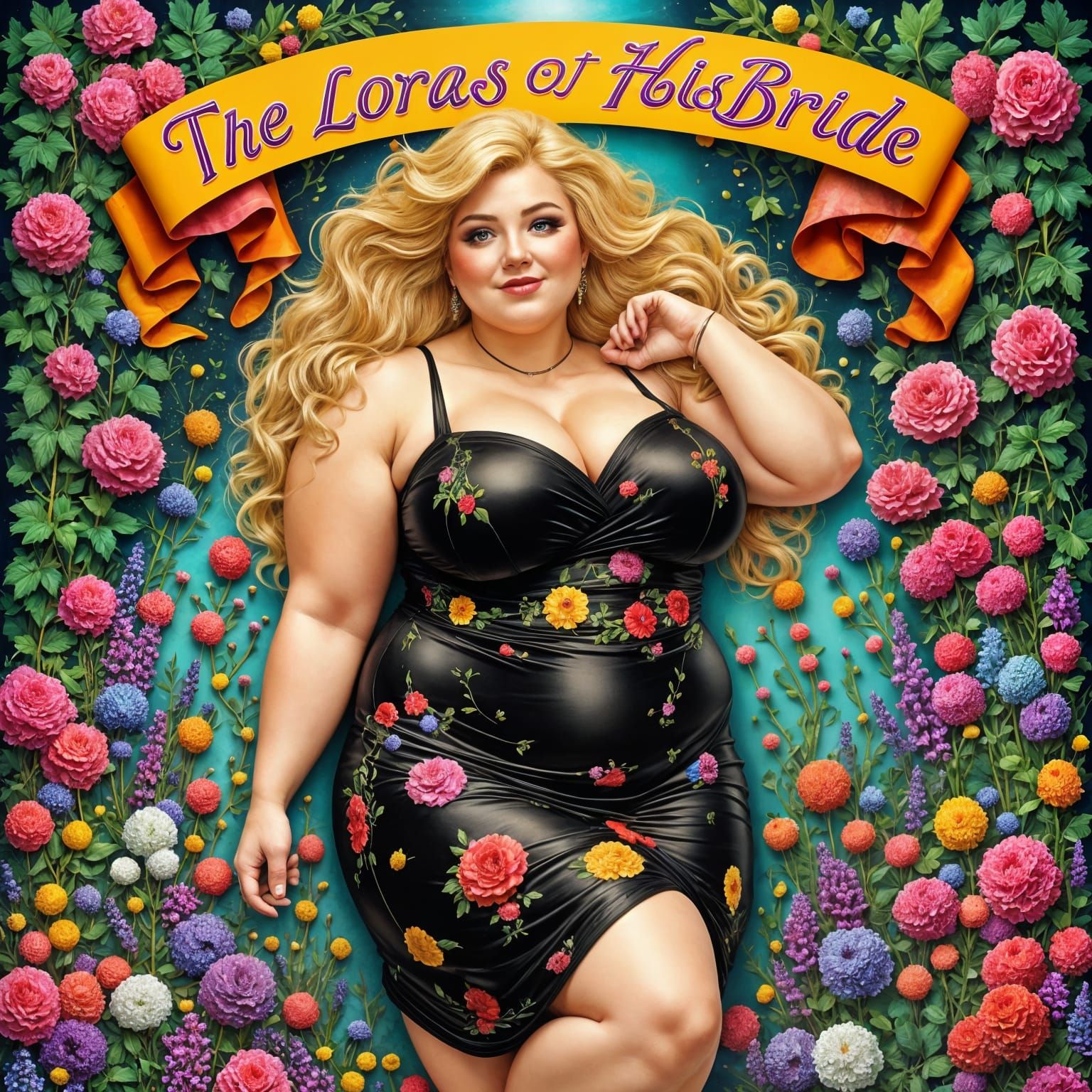 Blonde Woman in Sundress: Hyperrealistic Mixed-Media Photo