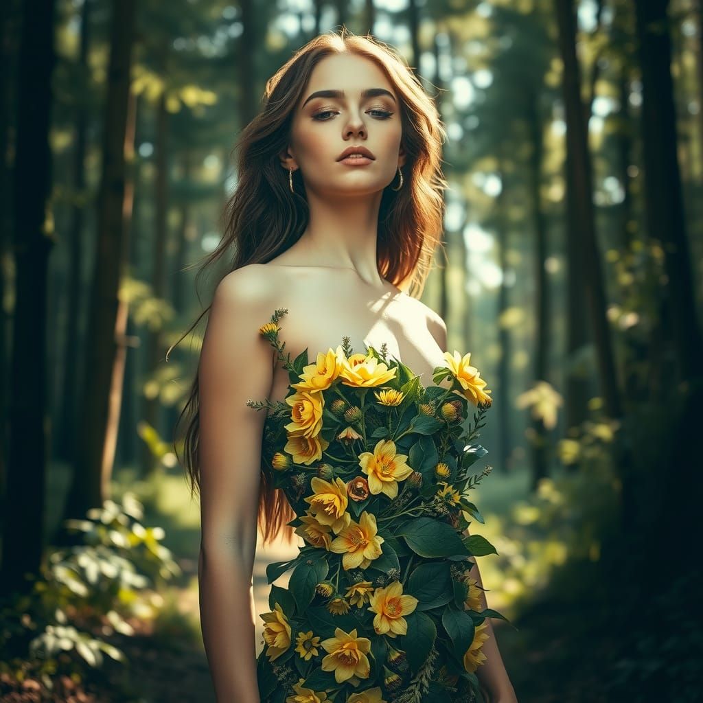 Double exposure swedish Forrest of full body of a beauty model girl ,lines Epic cinematic brilliant stunning intricate ...