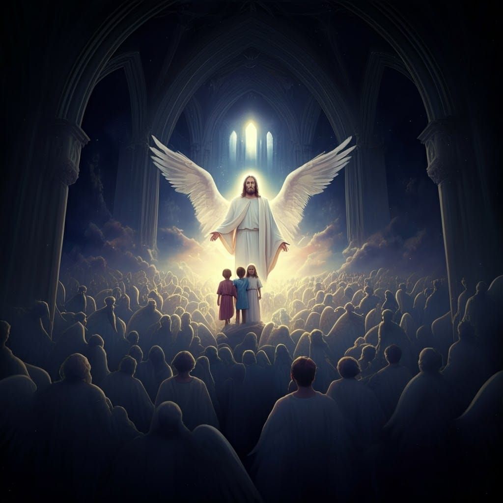 Ethereal Family Gathering in a Celestial Realm