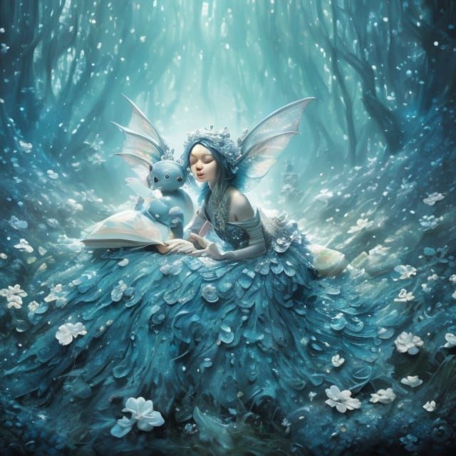 Adorable Pixie Sleeping on Flowers in Fantasy Art Style