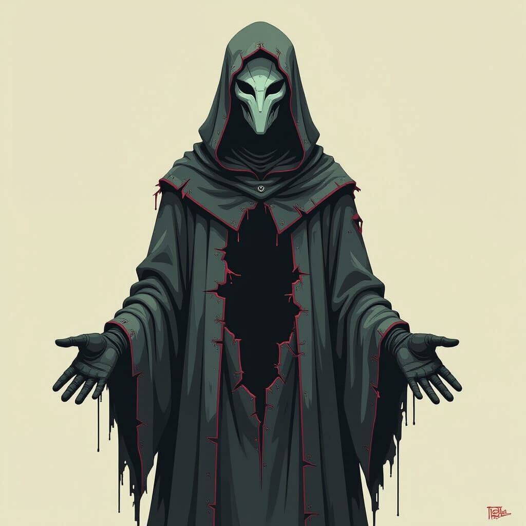 Glitched Deity with Void Chest in Pixelated Medieval Style