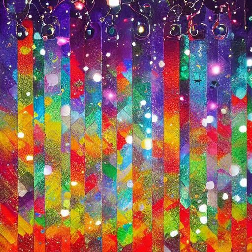 Long chimes abstract painting dotted sparkles glitter shiny ...