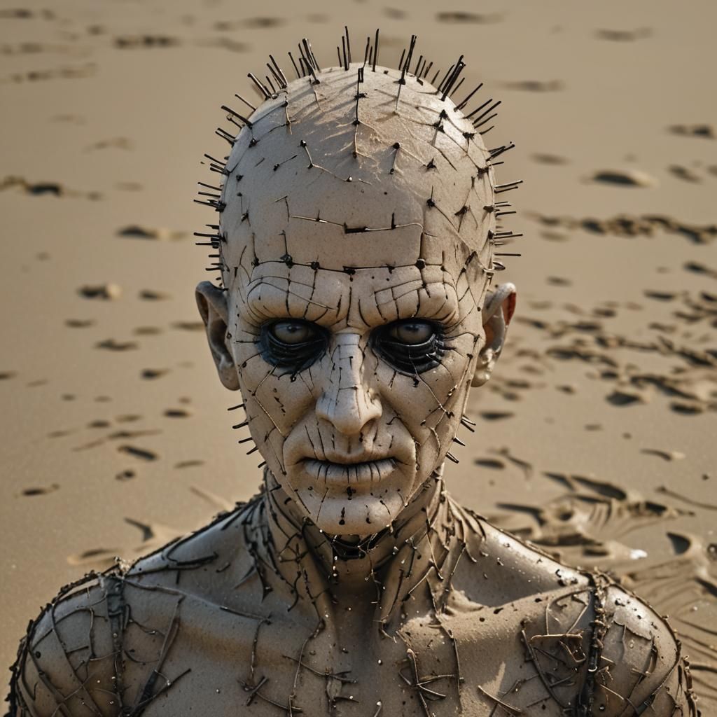A hyperrealistic Pinhead from the Hellraiser movie, done in ...