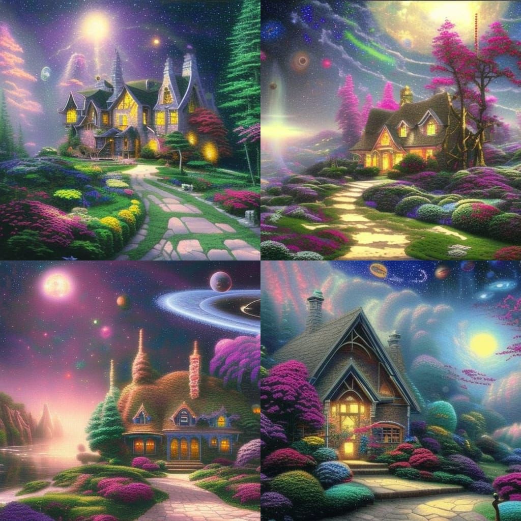 Intergalactic House in Ethereal Space Landscape