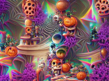 Psychedelic Spooky Scene with Vibrant Colors