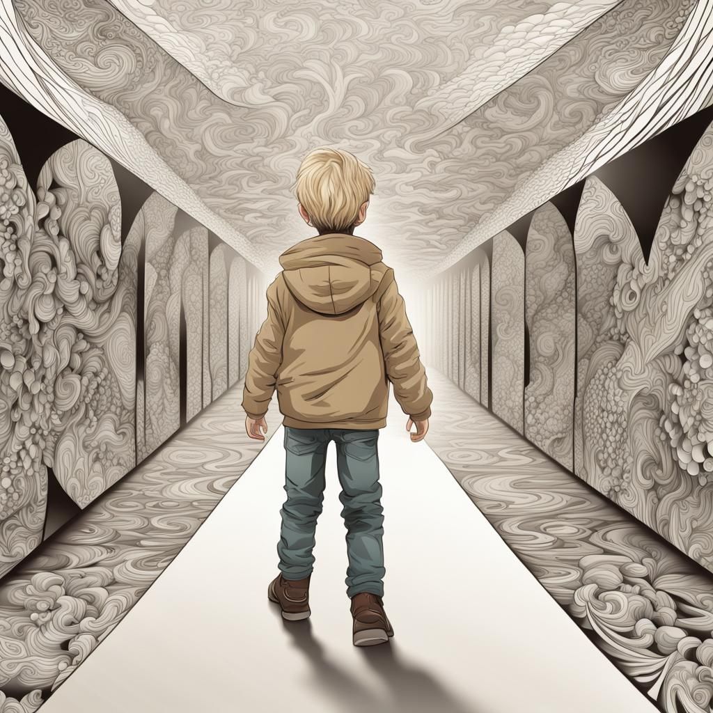 Boy in Guinness Jacket Walking: Abstract Vector Art