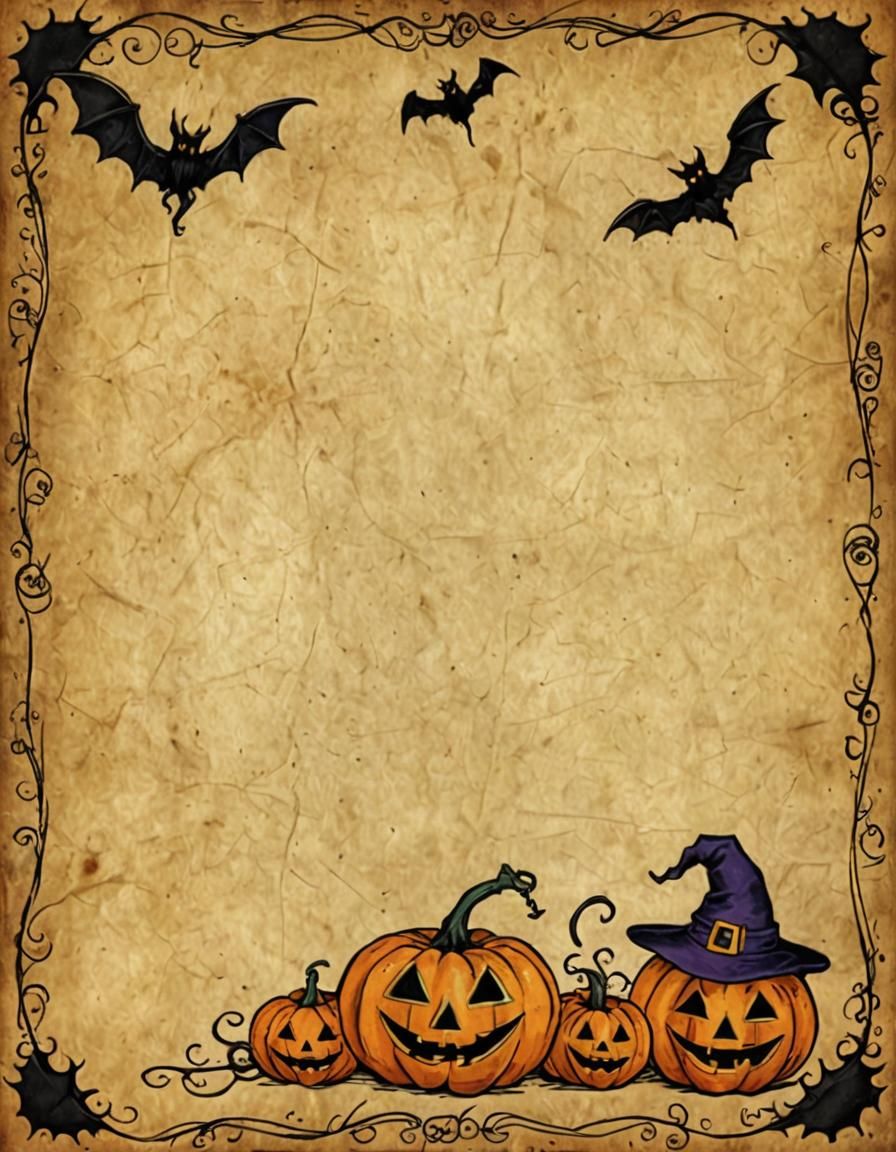 Vintage Halloween Parchment Stationery Design