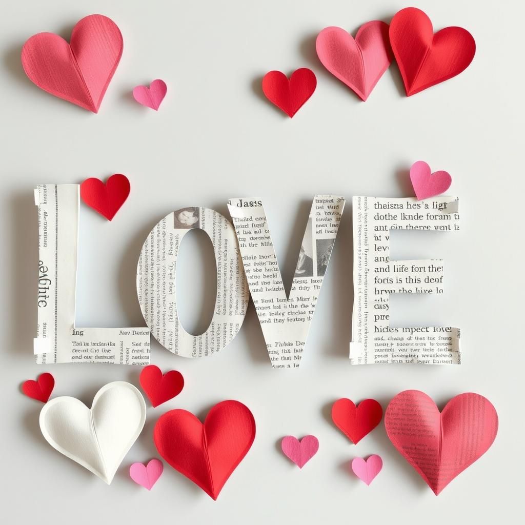 Newspaper LOVE with Paper Mache Hearts