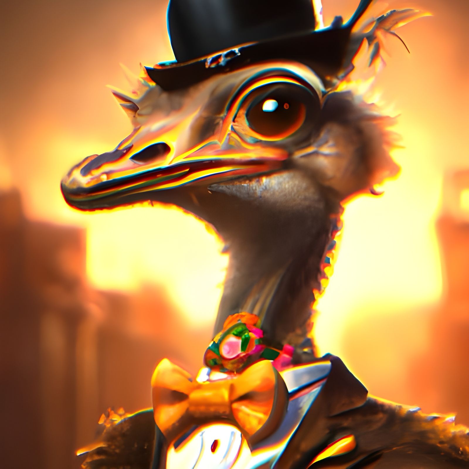 Ostrich in Bowtie: Detailed Concept Art