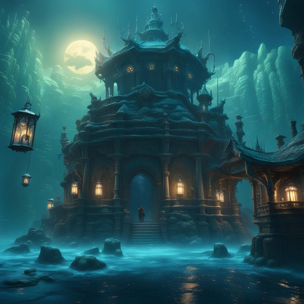 Fantastical Underwater City with Lanterns in Unreal Engine