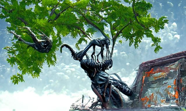 Sinister Alien Diorama in Realistic Style