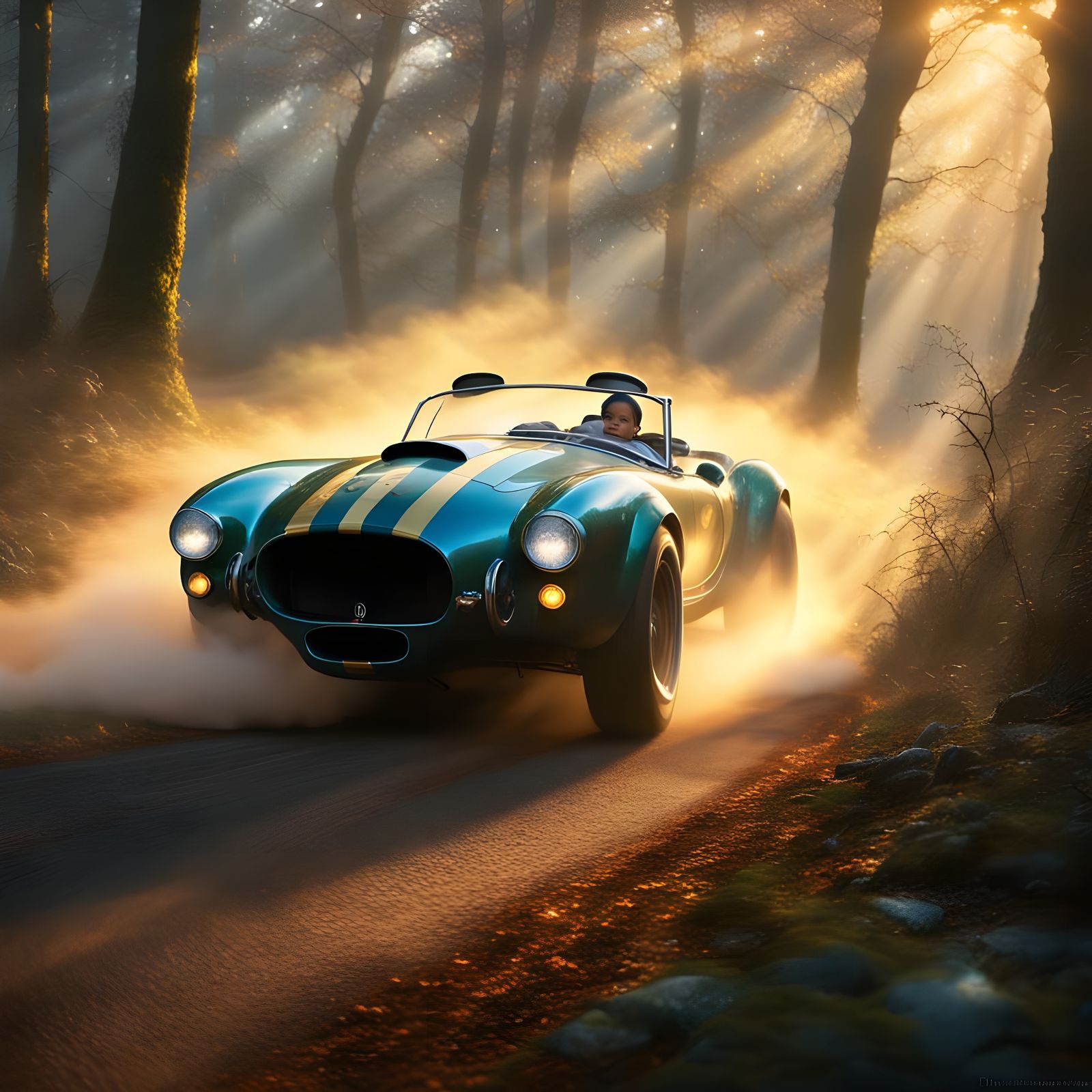 Red Cobra Racecar in Ethereal Fantasy Style