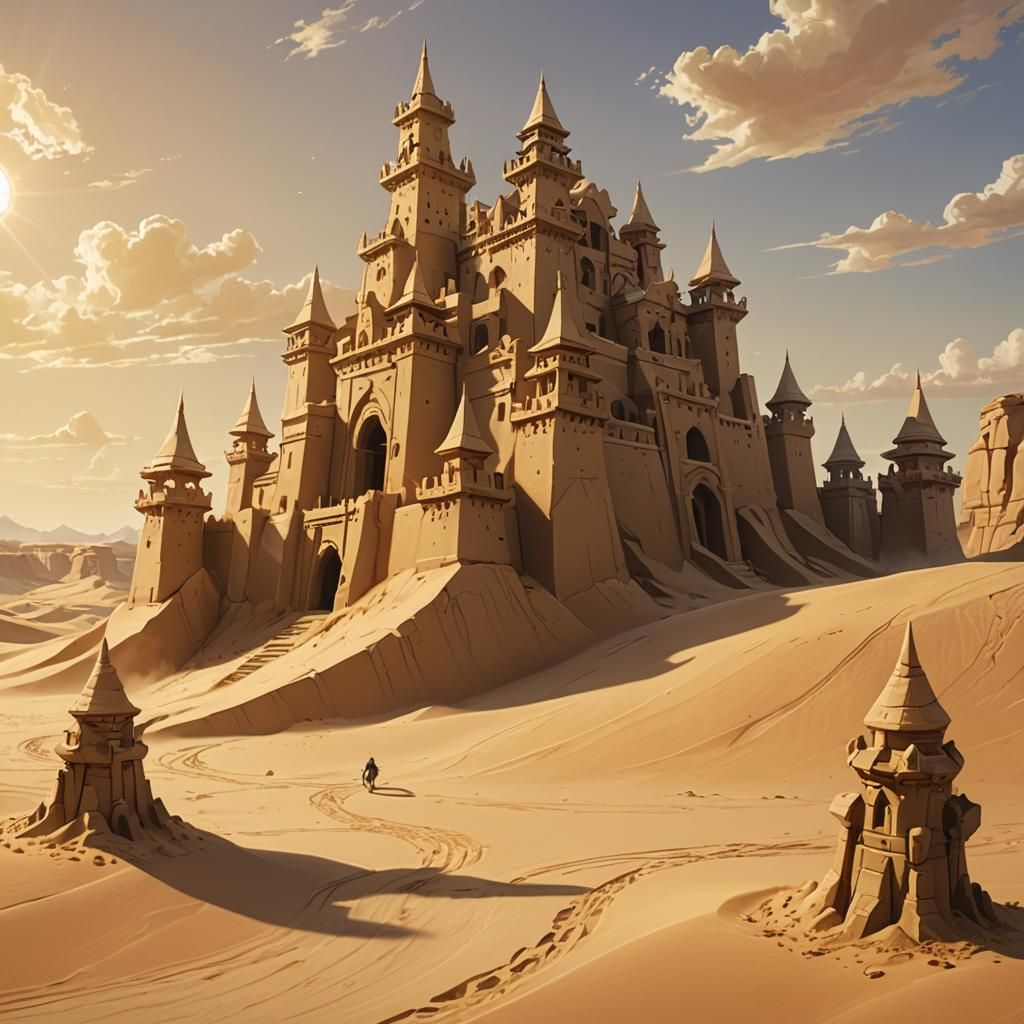 Earth Bender Creates Sandstone Castle, Digital Art