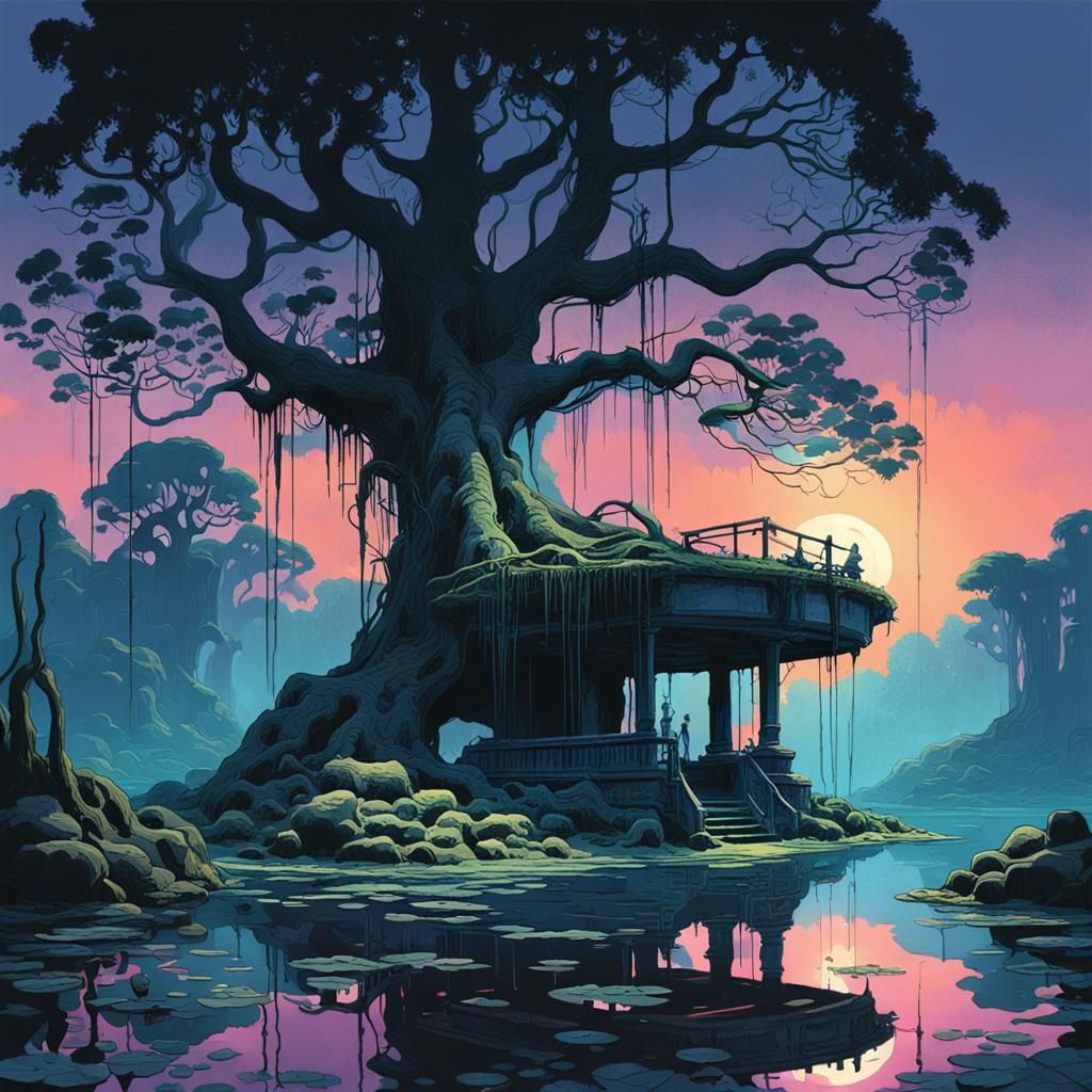 Wishing Well in Misty Forest: A Digital Painting