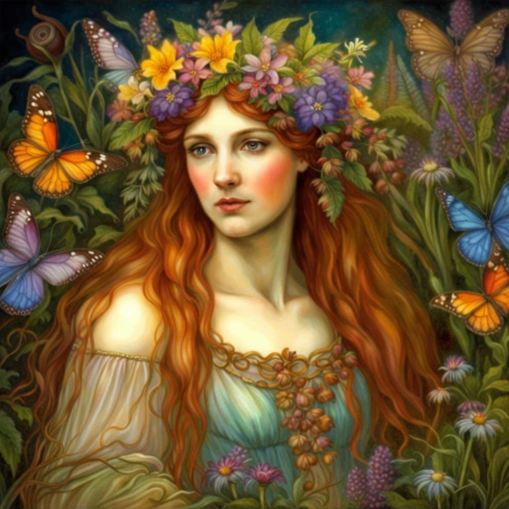 Queen Titania in Spring Garden, Hyperdetailed