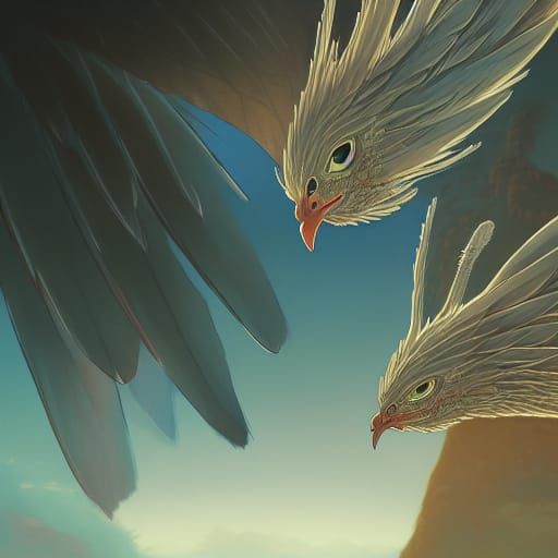 Chicken Dragon Bird in Anime Key Visual Style