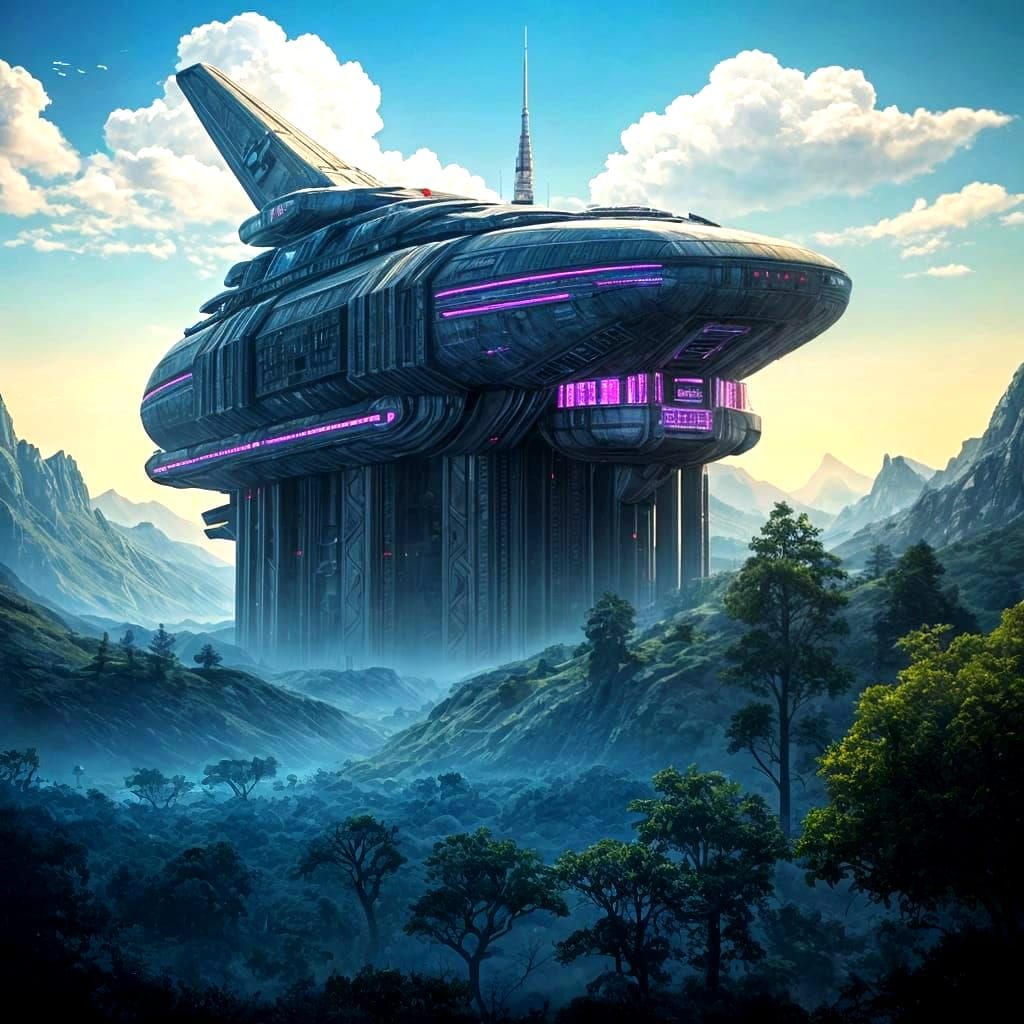 Giant Spaceship Lands on Colony Planet