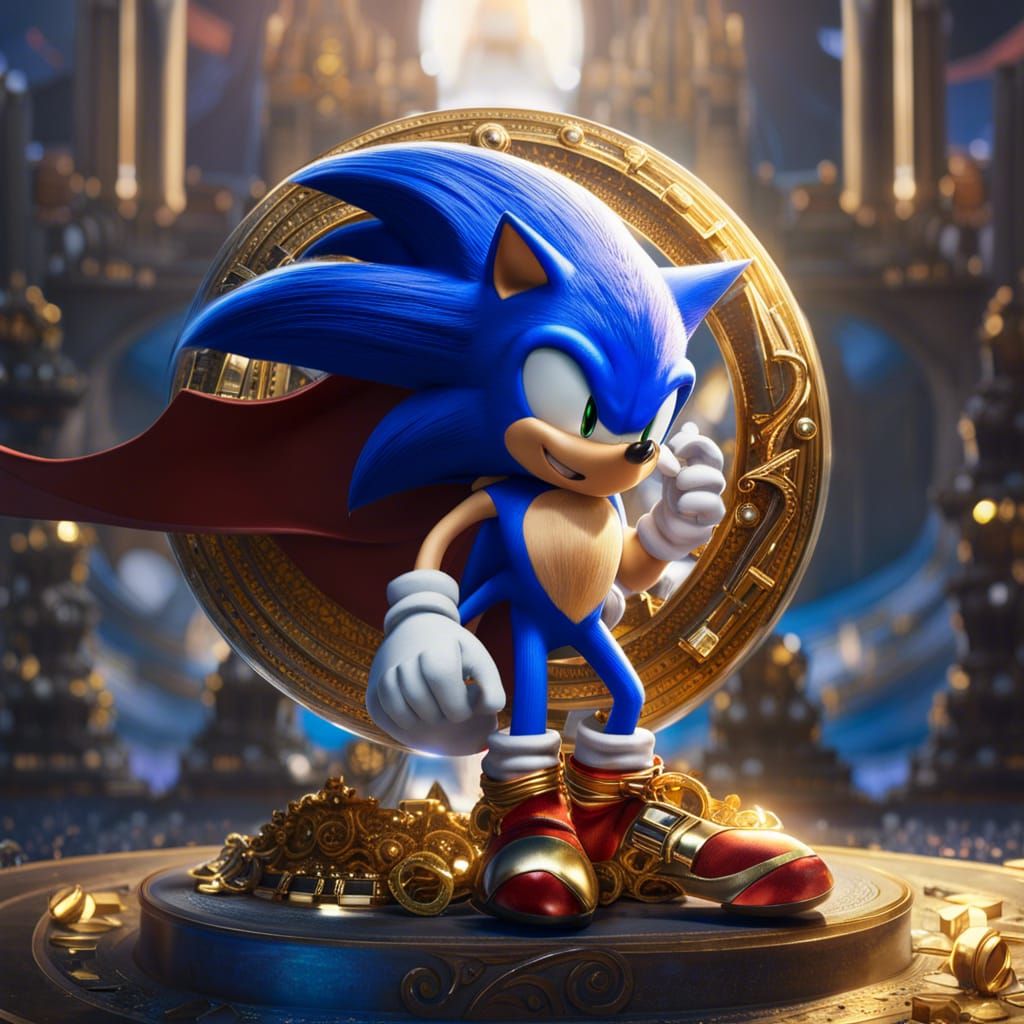 Sonic as Superman in Ornate Anime World