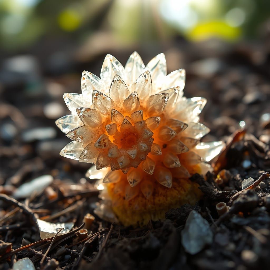 Prismatic Crystal Spiral Fungus in Hyperdetailed Glass