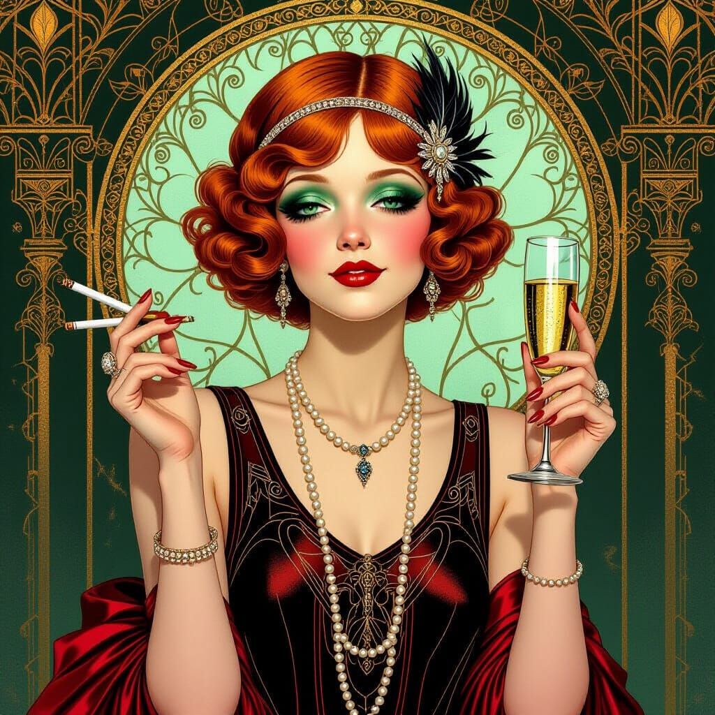 Flapper Girl in Art Deco Style