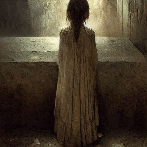 Little Girl Watches War, Horror Art Style