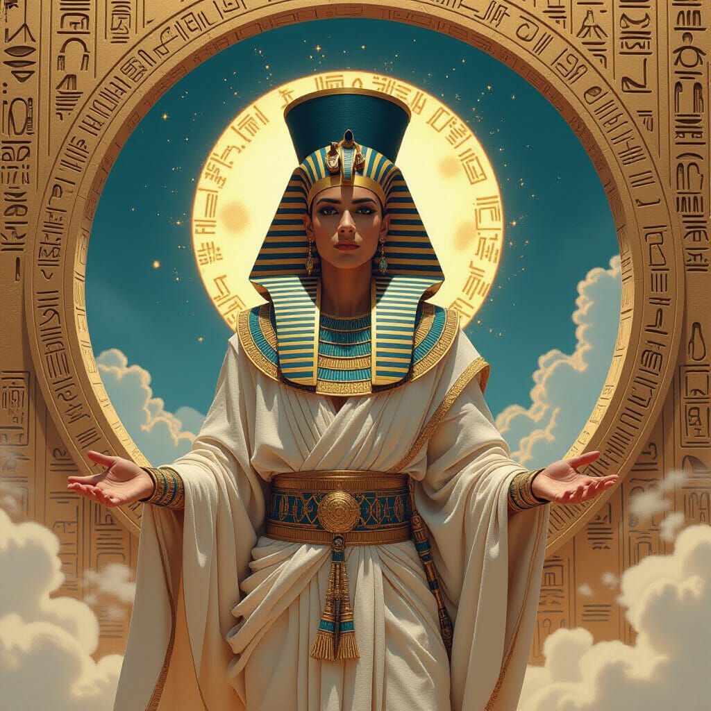 Egyptian Mystic in Swirling Vortex of Frequency