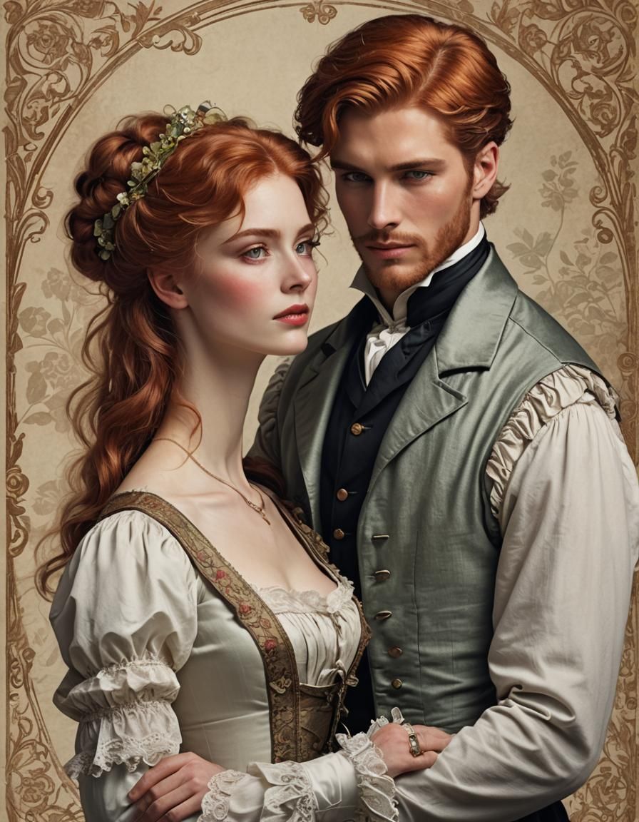 Victorian Romance: Red-Haired Man and Servant in Love